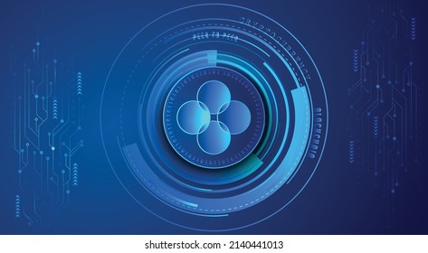 Okb (OKB) block chain crypto currency digital encryption, virtual money exchange. Technology global network vector illustration background and banner design template. Futuristic web trading