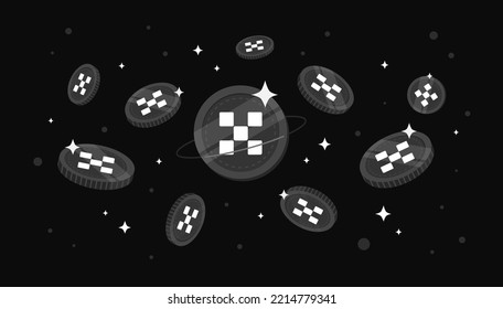 OKB coins falling from the sky. OKB cryptocurrency concept banner background.