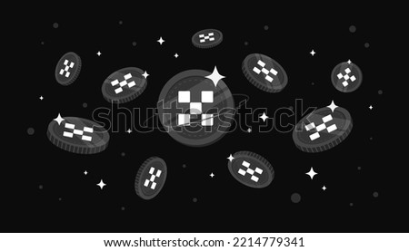 OKB coins falling from the sky. OKB cryptocurrency concept banner background.