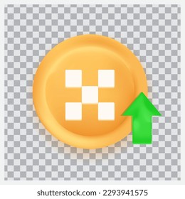 Okb (OKB) crypto currency buy concept with green arrow  vector 3D icon isolated on transparent background