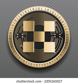 Okb (OKB) cryptocurrency golden coin isolated in transparent background. Virtual currency token symbol vector illustration based on cryptography and block chain technology.