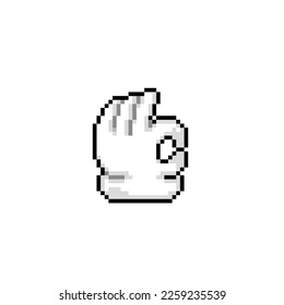 oke sign finger in pixel art style