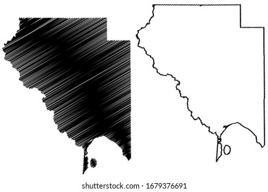 Okeechobee County, Florida (EE.UU., EE.UU., EE.UU., EE.UU., EE.UU.) mapa ilustrativo vectorial, guión dibujado mapa Okeechobee