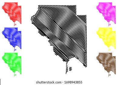 Okeechobee County, Florida (EE.UU., EE.UU., EE.UU., EE.UU., EE.UU.) mapa ilustrativo vectorial, guión dibujado mapa Okeechobee