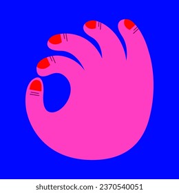 okey hand gesture colorful vector illustration
