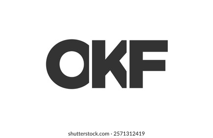 OKF logo design template with strong and modern bold text. Initial based vector logotype featuring simple and minimal typography. Trendy company identity ideal for businesses brand presence.
