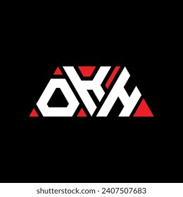 OKH Dreieck-Buchstaben Logo Design mit Dreieck Form. OKH Dreieck Logo Design Monogramm. OKH Dreieck Vektor Logo Vorlage mit roter Farbe. OKH dreieckiges Logo Einfach, elegant und luxuriös.