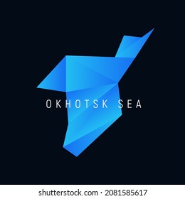 The Okhotsk Sea, paper origami style, a geographic map, low poly graphic design. Vector illustration.