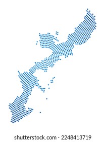 Okinawa Island dotted map. Digital style shape of Okinawa Island. Tech icon with gradiented dots. Beautiful vector illustration.