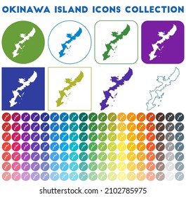 Okinawa Island icons collection. Bright, colorful, trendy map icons. Modern Okinawa Island badge. Vector illustration.