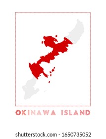 Okinawa Island Logo. Map of Okinawa Island with name and flag. Neat vector illustration.