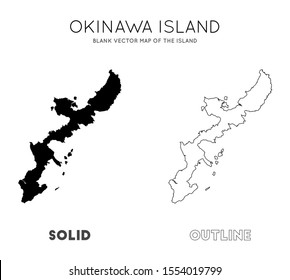 Mapa de la isla de Okinawa. Fronteras de la isla de Okinawa para su infografía. Ilustración vectorial.
