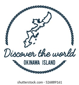 Okinawa Island Map Outline. Vintage Discover the World Rubber Stamp with Okinawa Island Map. Hipster Style Nautical Rubber Stamp, with Round Rope Border. Okinawa Island Map Vector Illustration.