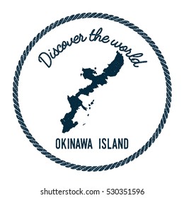 Okinawa Island map in vintage discover the world rubber stamp. Hipster style nautical postage Okinawa Island stamp, with round rope border. Okinawa Island map vector illustration.