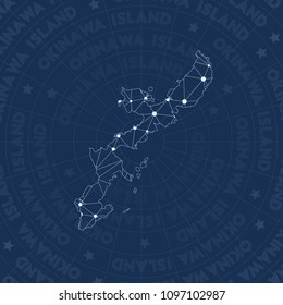 Okinawa Island network style island map. Energetic space style, modern design for infographics or presentations.