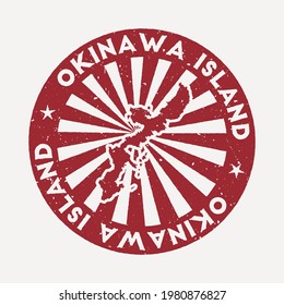Okinawa Island stamp. Travel red rubber stamp with border shape, vector illustration. Can be used as insignia, logotype, label, sticker or badge of the Okinawa Island.