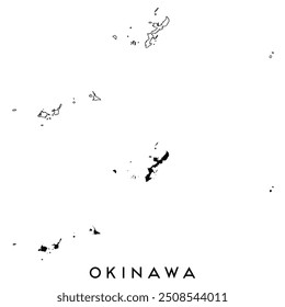 Contorno do mapa das ilhas de Okinawa e vetor de silhueta preta
