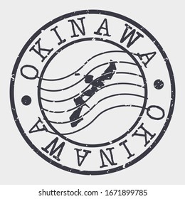 Okinawa, Japan Stamp Postal. A Map Silhouette Seal. Passport Round Design. Vector Icon Design Retro Travel.