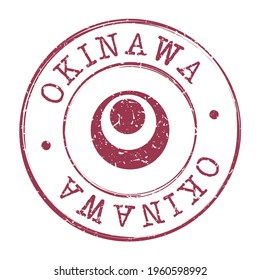 Okinawa, Japan Stamp Postal. Silhouette Seal. Flag Passport Round Design. Vector Icon. Design Retro Travel. National Symbol.
