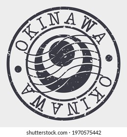 Okinawa, Japan Stamp Postal. Silhouette Seal. Flag Passport Round Design. Vector Icon. Design Retro Travel. National Symbol.