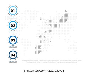 Okinawa map of dots gray for presentation. Creative concept for infographic.