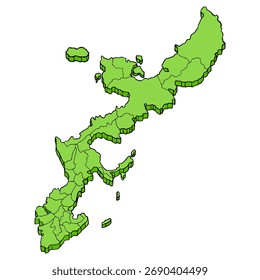 Ilustración de mapa de Okinawa dibujado a mano Vector aislado