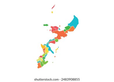 Okinawa map isolated modern colorful style. for website layouts, background, education, precise, customizable, Travel worldwide, map silhouette backdrop, earth geography, political, reports. 