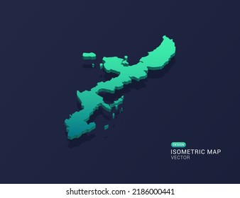 Mapa Okinawa de la ilustración vectorial de gradiente verde isométrico.