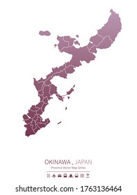 okinawa map. japan provinces vector map.