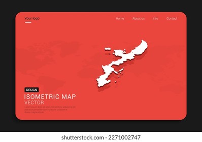 Okinawa map red isolated on dark background with 3d world map isometric vector illustration.