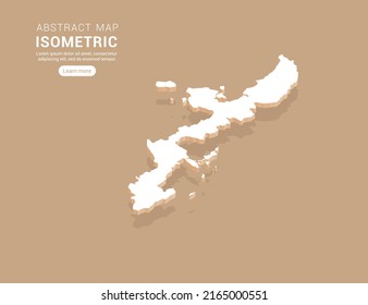 Okinawa map white on brown background with isometric vector.