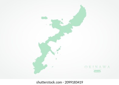 Okinawa Karte - Weltkarte Internationale Vektorgrafik-Vorlage mit hoher detaillierter, grün-weißer Rahmenfarbe einzeln auf weißem Hintergrund - Vektorgrafik eps10