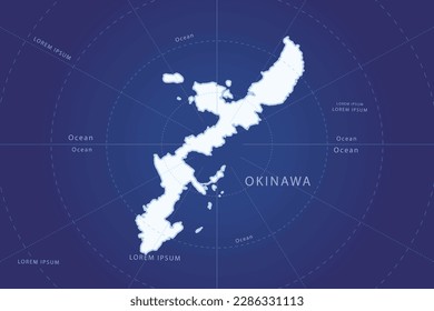 Okinawa Map - World Map International vector template with High detailed and white color including circle line on blue background for design, infographic, website - Vector illustration eps 10