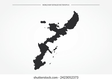 Okinawa Karte - Weltkarte Internationale Vektorgrafik-Vorlage mit hoher Detailfarbe mit schwarz-weißer Umrissfarbe einzeln auf weißem Hintergrund - Vektorgrafik eps10