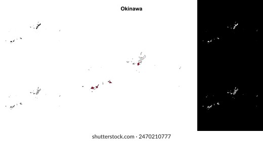 Okinawa prefecture outline map set
