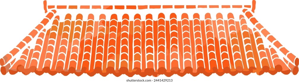 Okinawa, red tile roof, textured vector illustration.