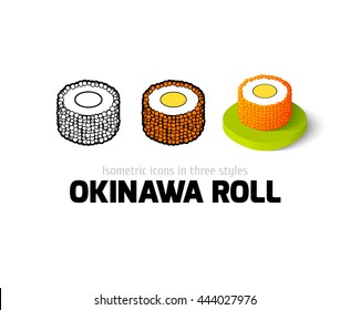 Okinawa roll icon, vector symbol in flat, outline and isometric style