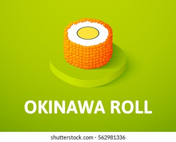 Okinawa roll icon, vector symbol in flat isometric style isolated on color background