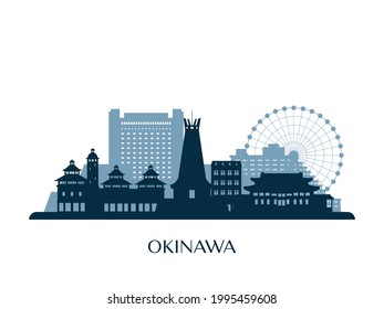 Okinawa skyline, monochrome silhouette. Vector illustration.