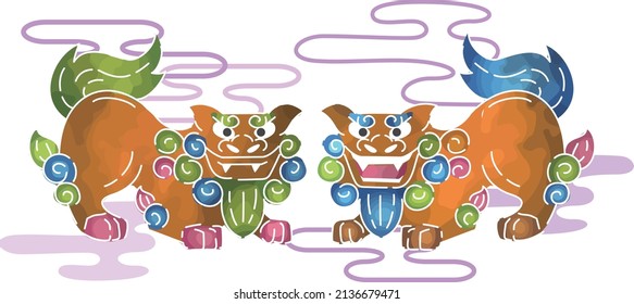 Okinawan traditional craft Ryukyu Bingata design (lion) 
