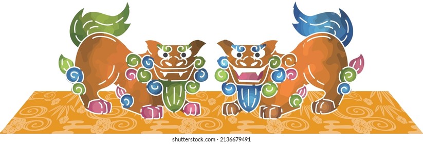 Okinawan traditional craft Ryukyu Bingata design (lion) 