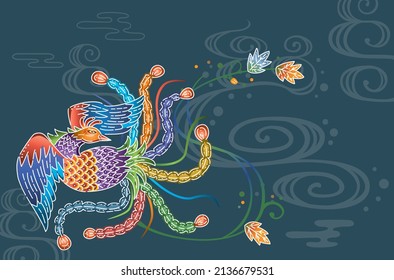 Okinawan traditional craft Ryukyu Bingata phoenix design