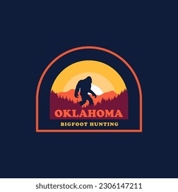 Oklahoma Bigfoot vintage logo vector concept, icon, element, and template for company. Travel, explore, adventure logo.