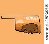 Oklahoma Bison With Nature Scenery Perfect for Print, Apparel, Sticker, etc