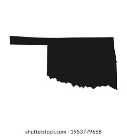 Mapa negro de Oklahoma sobre fondo blanco