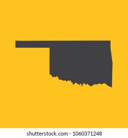 Oklahoma black map,border on orange background. Vector illustration.