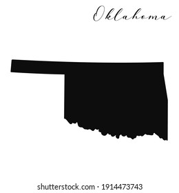 Oklahoma black silhouette vector map. Editable high quality illustration of the American state of Oklahoma simple map