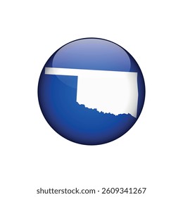 Oklahoma Circle Button States of US Map Icon Vector Template Illustration Design