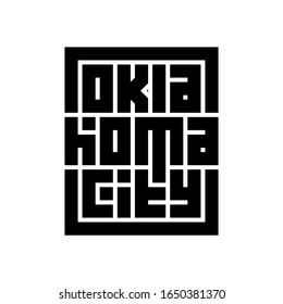 Oklahoma City Calligraphy Logo in black color and block code style