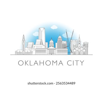 Oklahoma City cityscape illustration skyline drawing